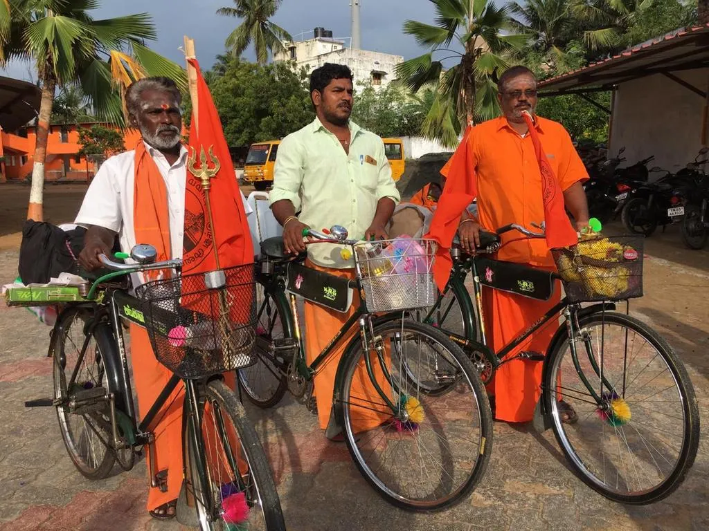  Sand on bicycle to build Rama Temple