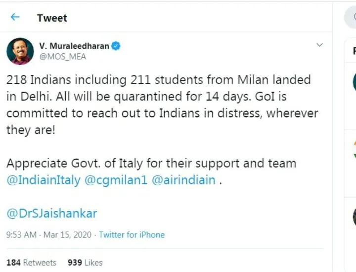  Who are the 55 Tamils ​​who came today from the threatening Corona-Italy?