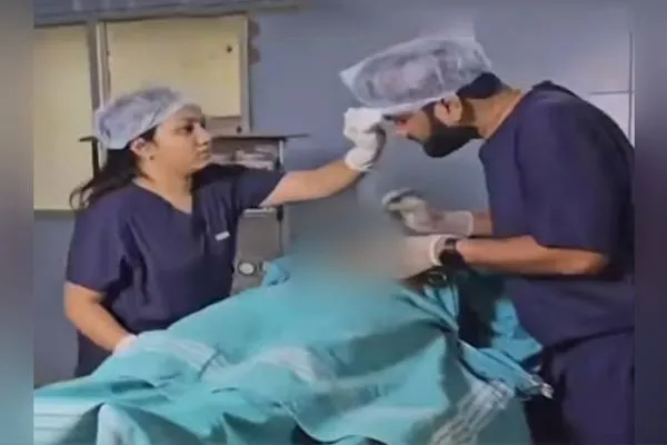 pre Wedding shoot in operation theater in government hospital in Karnataka 
