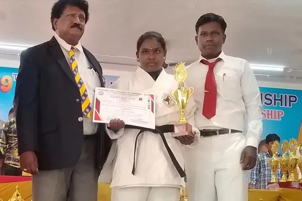 Trichy Government School Girl  Achievement in National Karate Competition