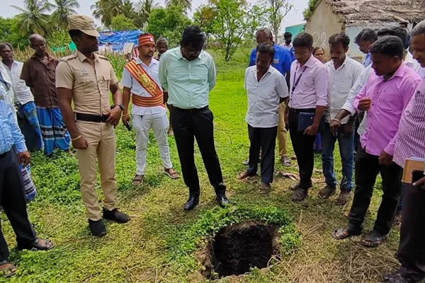 collector ordered to fence the 5 feet hole caused by fall of mysterious object