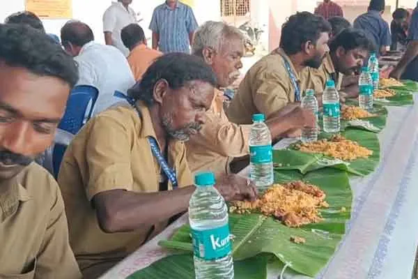 Alleged exploitation of workers labour by serving biryani to cleaners