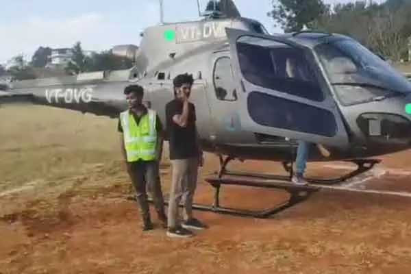 helicopter suddenly landed on the Yelagiri hills causing excitement