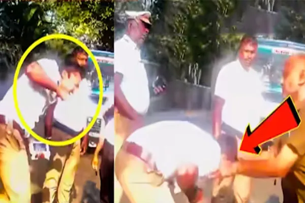 auto driver and the police took turns beating