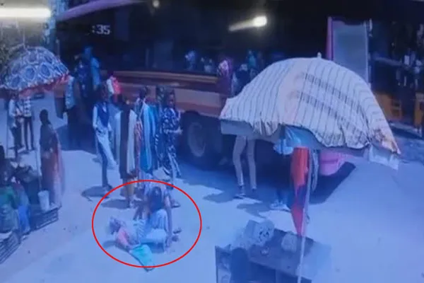 old woman fell down as the government driver steered the bus before getting off
