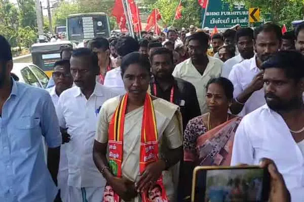 Congress has announced candidate sudha ramakrishnan who fire Sonia Gandhi portrait