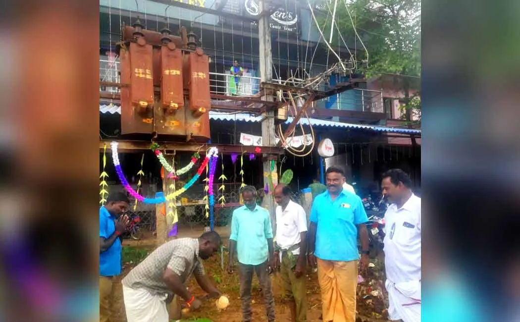 Workers celebrated Ayudha Puja for first transformer set up 50 years ago