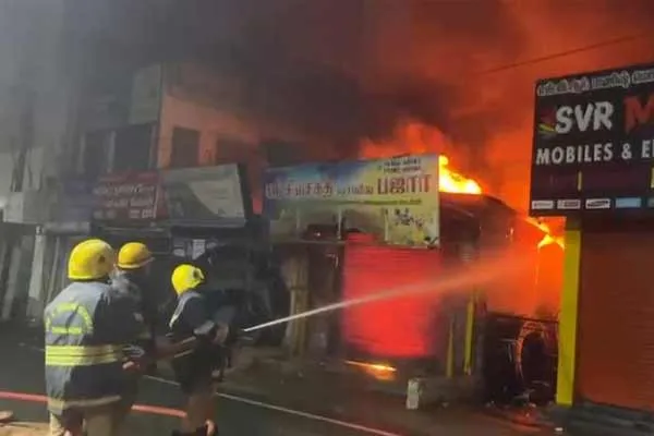 Goods worth Rs 1 crore were destroyed in a fire at a shop in Tiruvannamalai