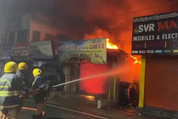 Goods worth Rs 1 crore were destroyed in a fire at a shop in Tiruvannamalai