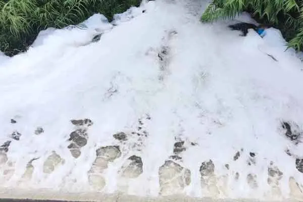 balaru  river forming with wastewater released from industries using the heavy rain