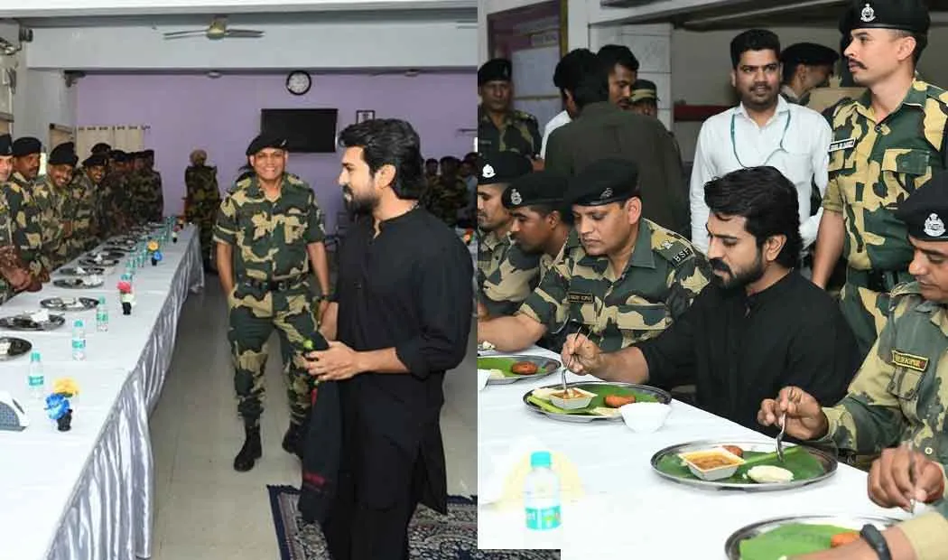 Ramcharan entertaining soldiers; Photos that go viral