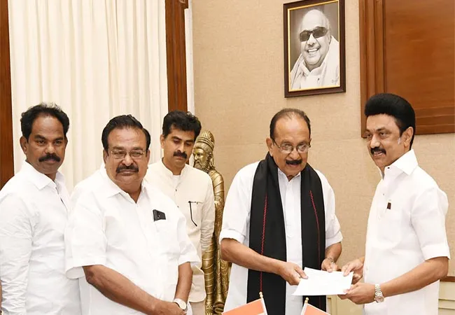 Vaiko MP who met the Chief Minister in person and provided funds!