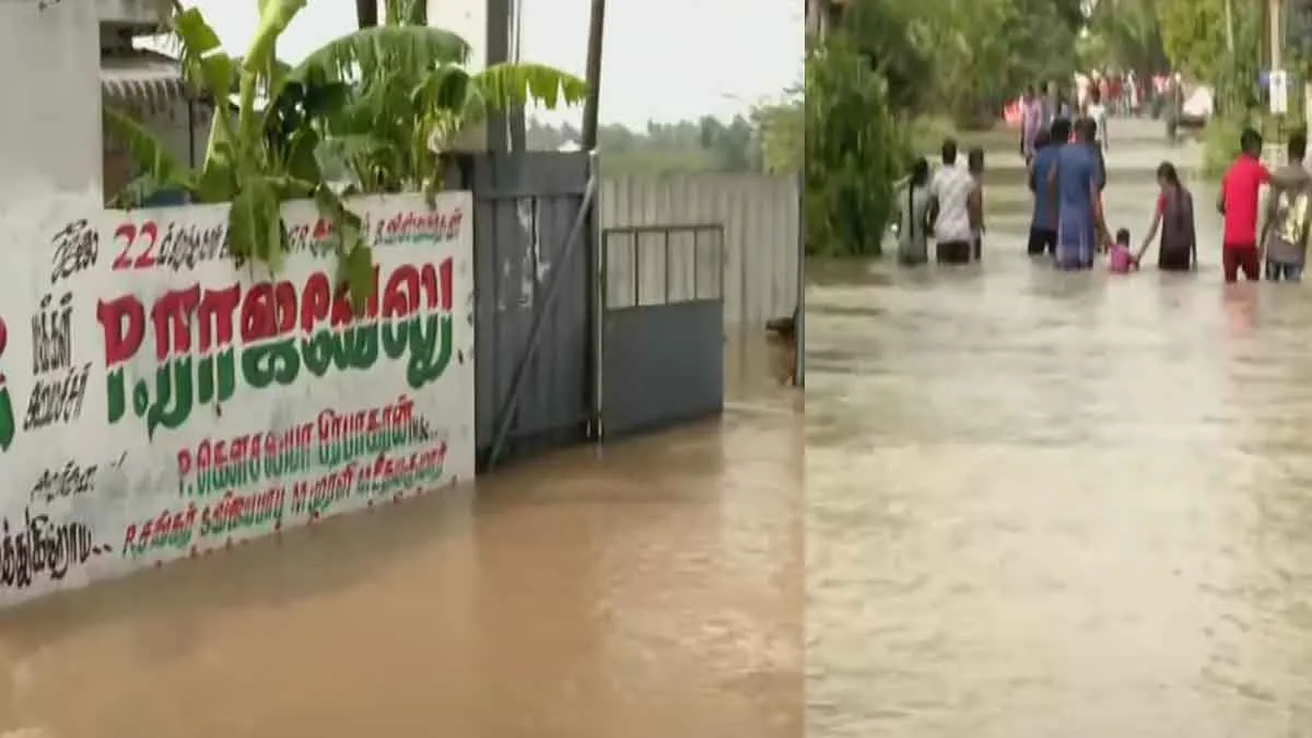 Flooding in malattaru streams; Rainwater surrounding the residence