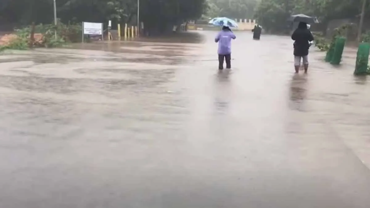 Rainwater seeping inside the District Collector's office