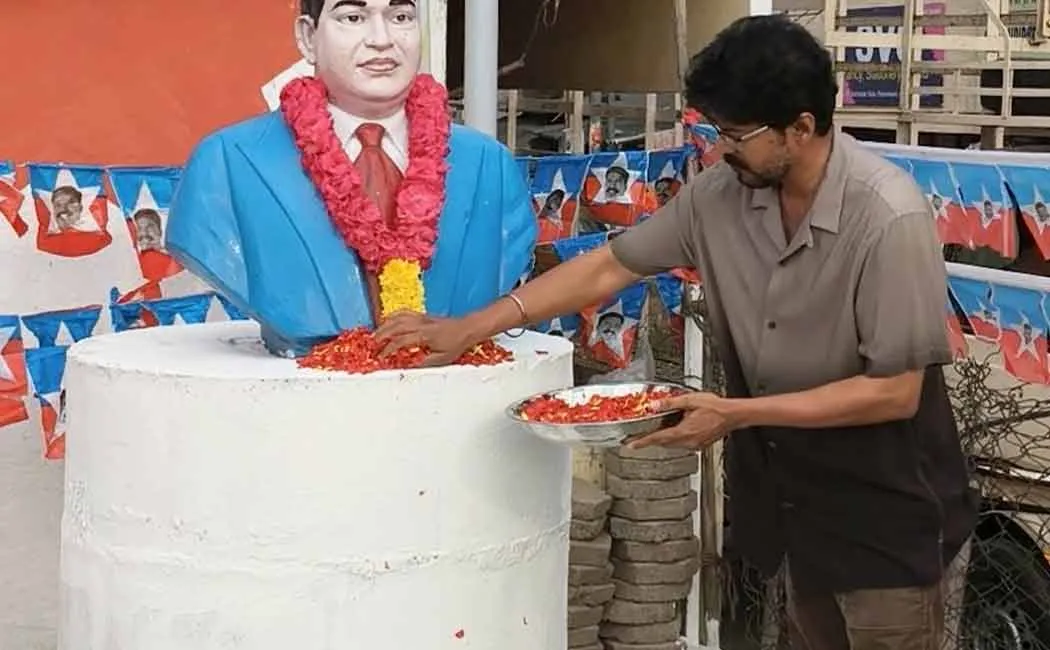 'We will commit to upholding equality' - Vijay pays tribute to Ambedkar statue
