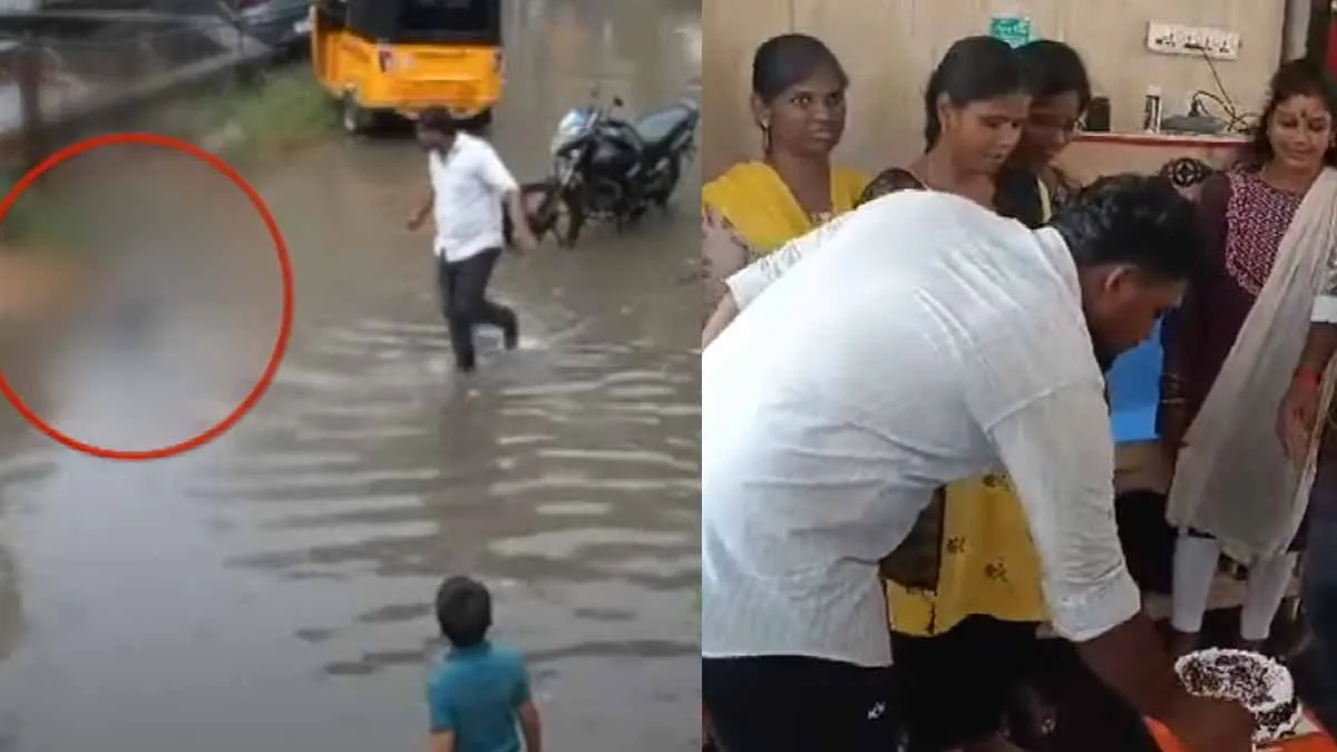 Student walks through the rain with an electrocuted hand