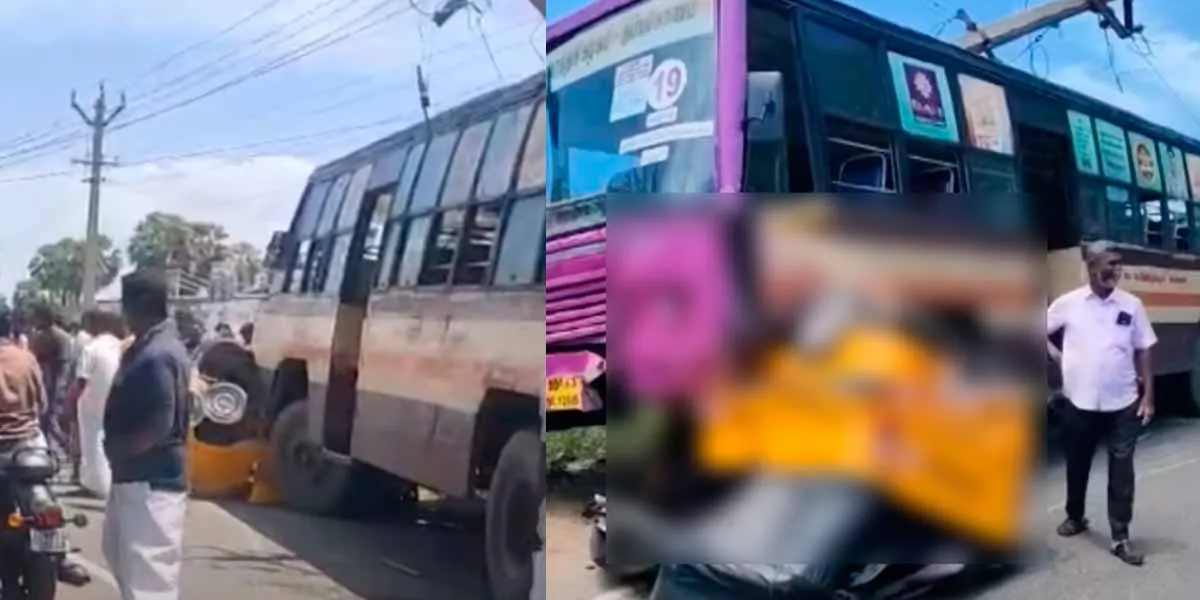Auto crushed by bus - Two injured