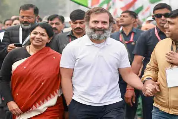 kanimozhi mp participated in rahul bharath jado yatra in haryana