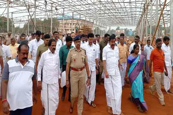 trichy ministers inspection on chief minister function 