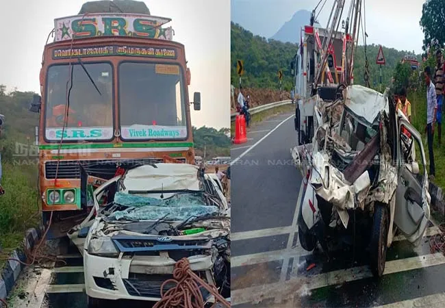 dharmapuri district thoppur high way car and truck incident 