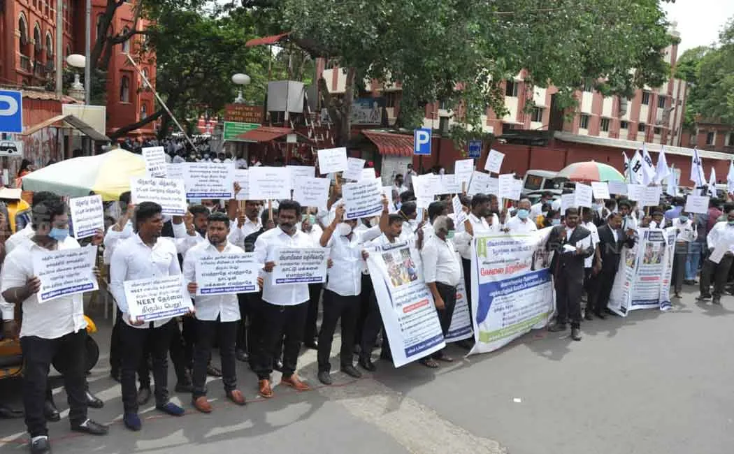 Lawyers protesting before the High Court