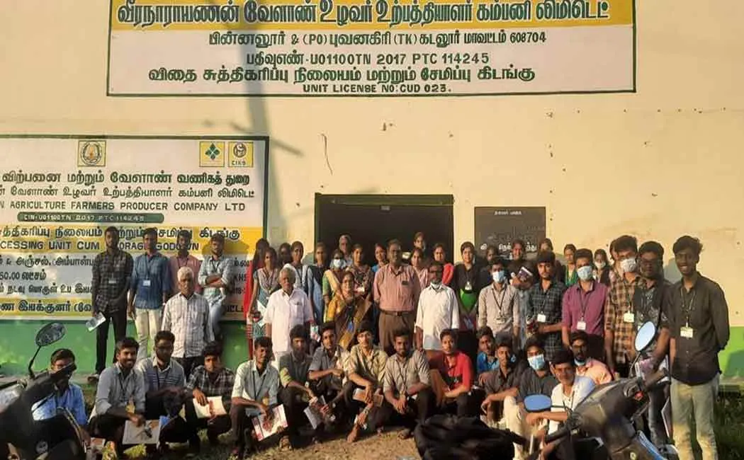 Students doing field research at the Agricultural Farmers Production Company