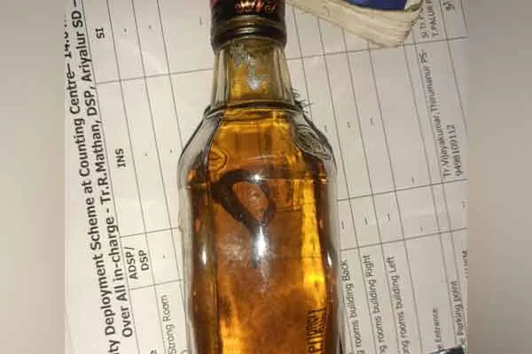 small snake inside tasmac wine bottle