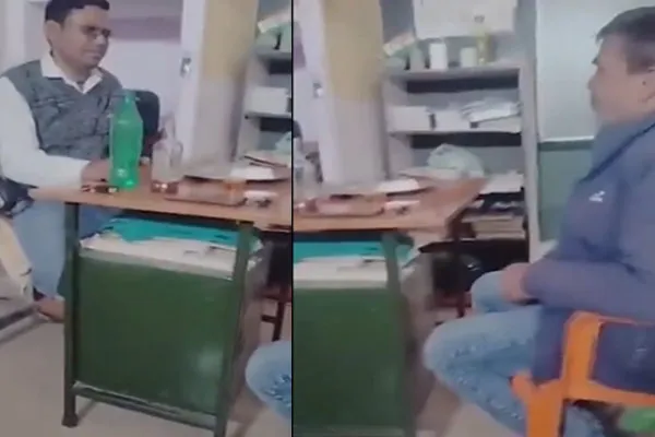 Teachers drinking alcohol in the classroom in uttar pradesh