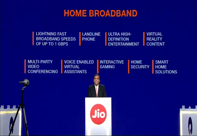JIO 42TH ANNUAL  MEETING MUMBAI JIO FIBER PLAN ANNOUNCED SETUP BOX FREE