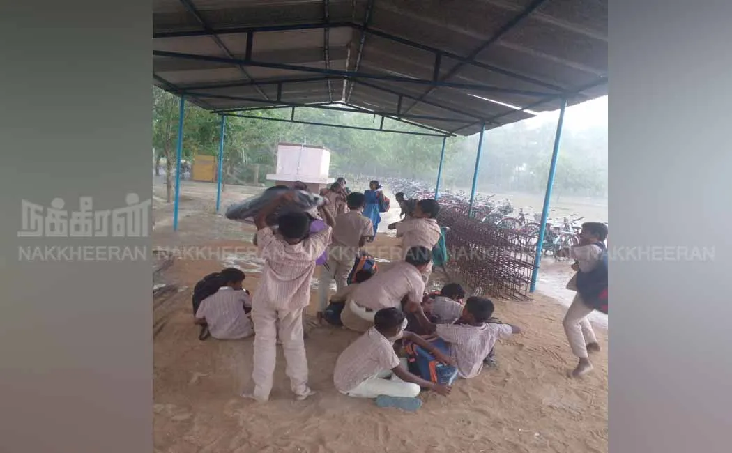 Government school students yearning for a classroom building