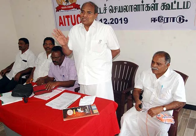 all over india employees one day strike announced aituc k subbarayan mp 