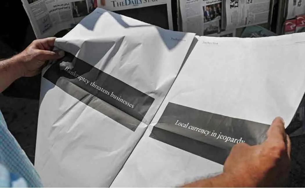 lebanese newspaper printed news in onelines to create awareness among people