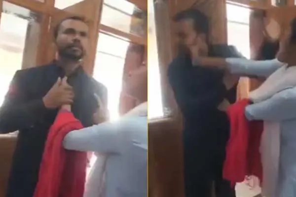 A woman hit  a dance teacher for incident happened to girl in uttar pradesh