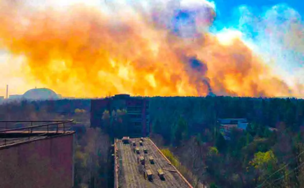 forest fire near chernobyl nuclear plant