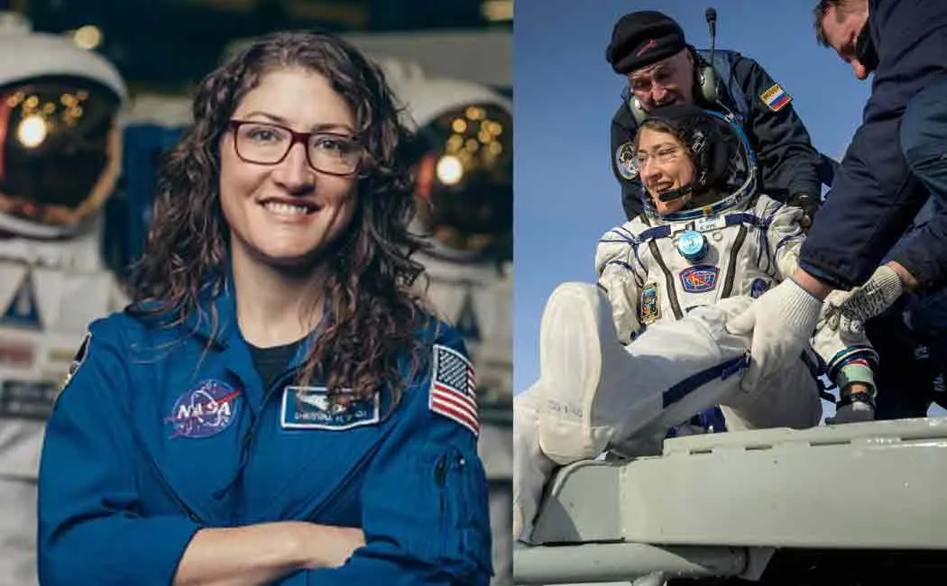 christina koch returned to earth from space after nearly spending a year there