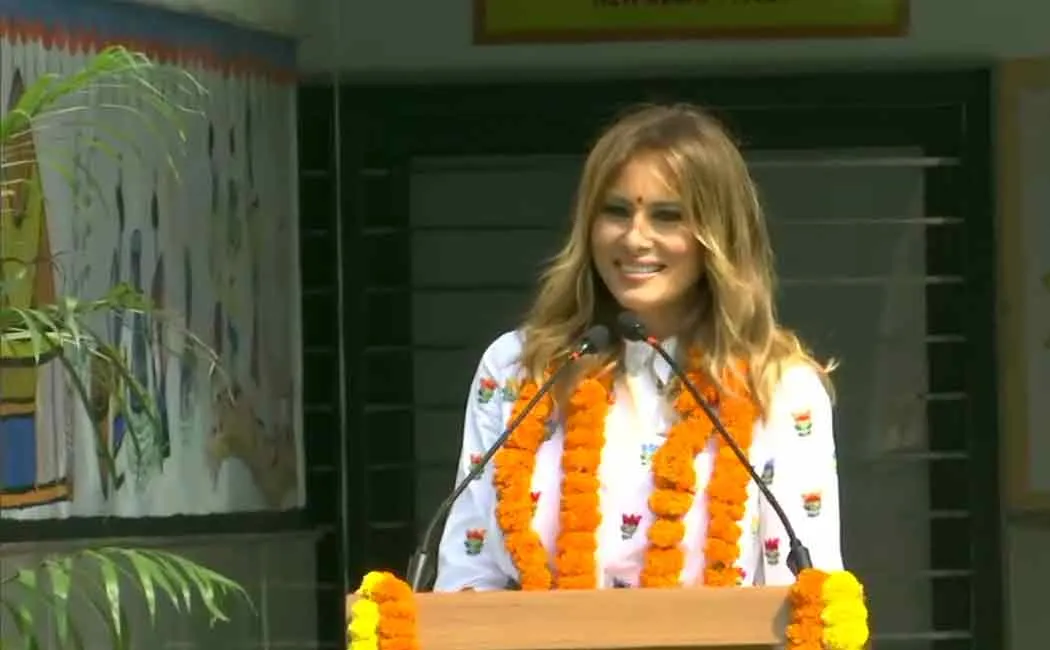 melania speech on delhi school