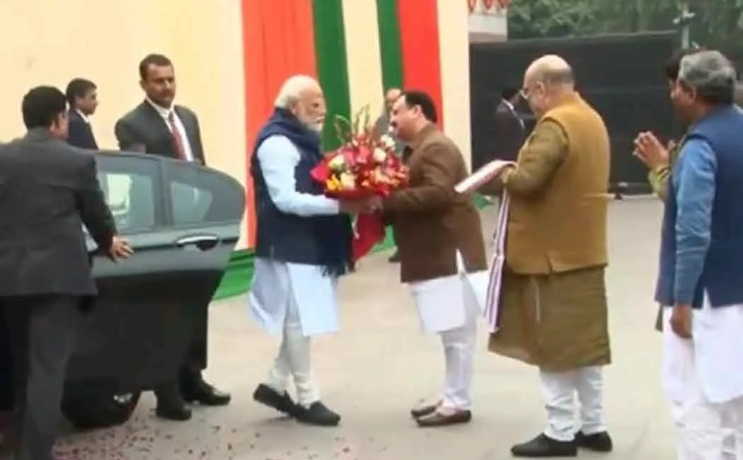 modi congratulates j.p.nadda in person