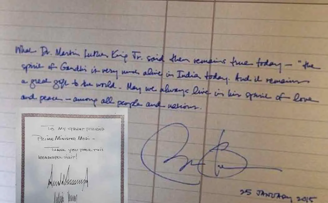 obama and trump in sabarmati ashram 