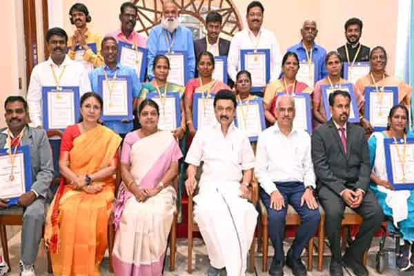 The Chief Minister gave awards to those who served the differently abled