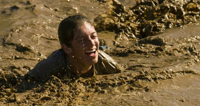 swimming in dirty water