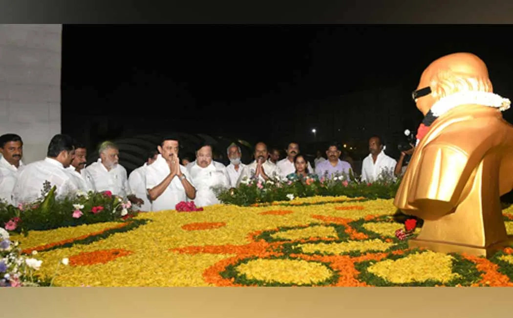arignar Anna kalaignar Memorial at Chief Minister M. K. Stalin  