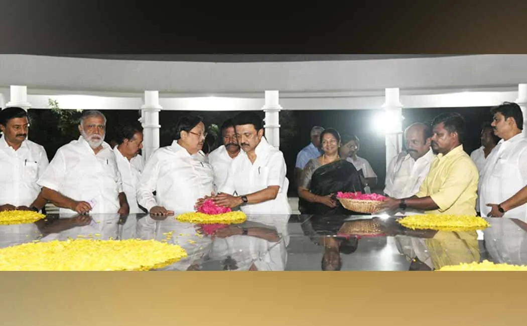 arignar Anna kalaignar Memorial at Chief Minister M. K. Stalin  