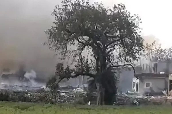 A terrible fire at a firecracker factory in madhya pradesh