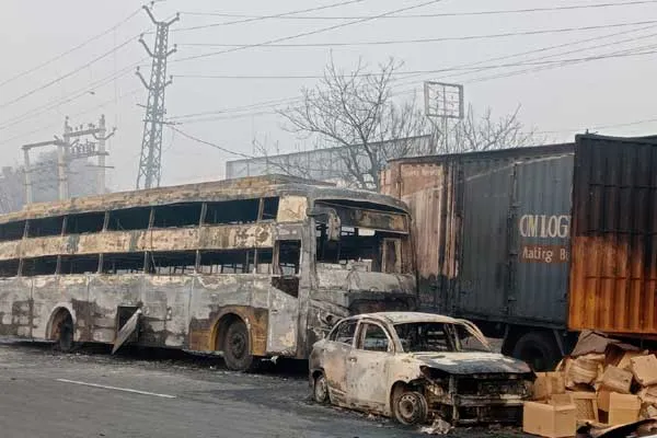 Terrible fire at petrol station in jaipur, rajasthan