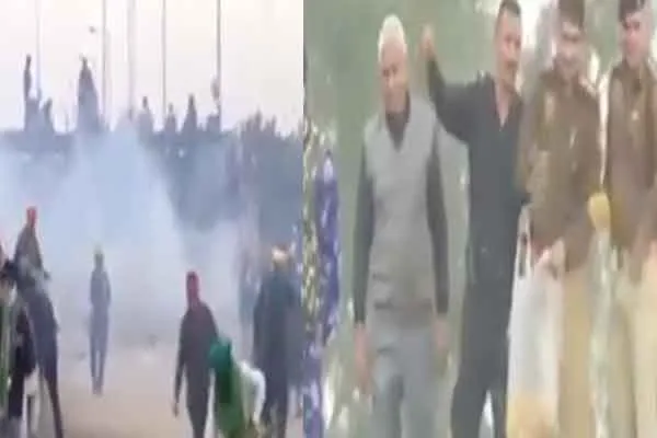 The police sprinkled flowers on the farmers in the midst of the incident