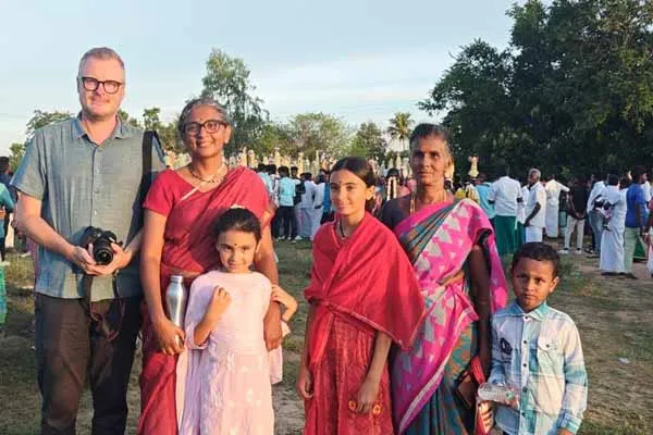 Palm picking festival The Francis family from Canada