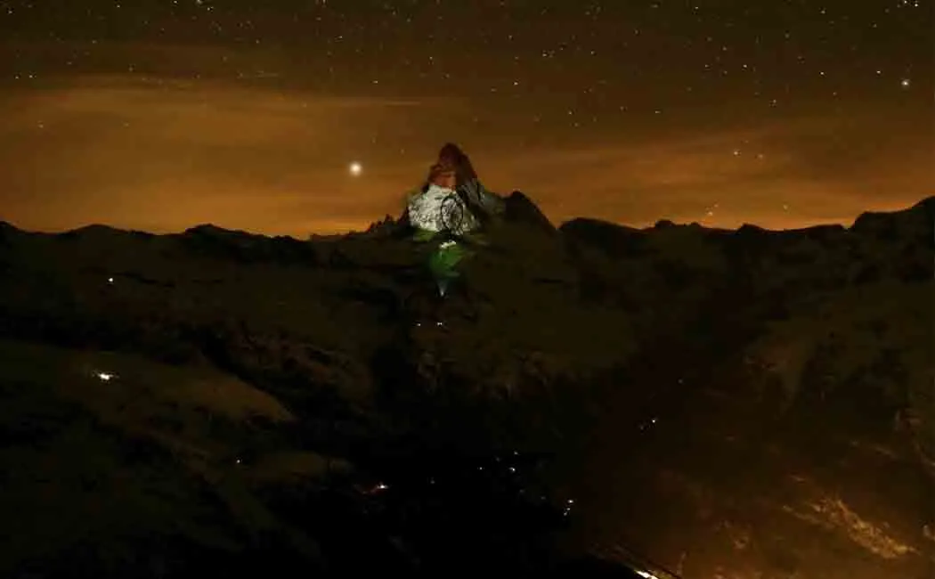 indian flag illuminated in Matterhorn Mountain