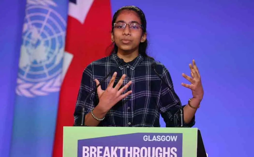 tamil girl vinisha umashankar speech at cop26 summit