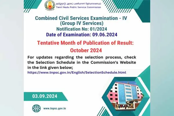 When will the results of Group 4 Exam TNPSC Notice