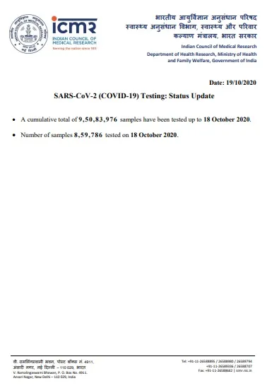 india coronavirus icmr samples tested details 